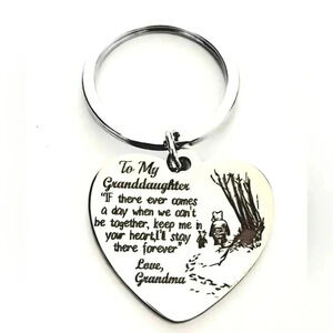 To My Granddaughter Love Grandma I'll stay there forever Keychain